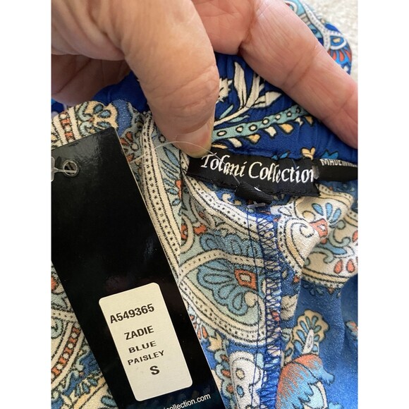 Tolani Collection Zadie Blouse And Pants Size S Blue Paisley New - Picture 10 of 12